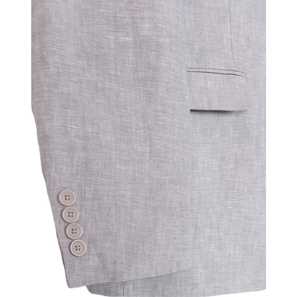 Bar III Mens Slim Fit 2 Piece Linen Suit 36R 29x30 Light Grey Solid NWT